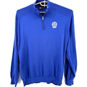 Callaway Men's 2XL 1/4 Zip 100% Merlino Sweater PGA Professional Golf logo Blue
